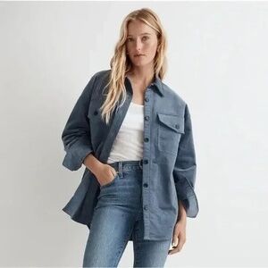 Madewell Corduroy Twill Oversized Layer Shirt-Jacket Size 1X Teapot Blue NWT
